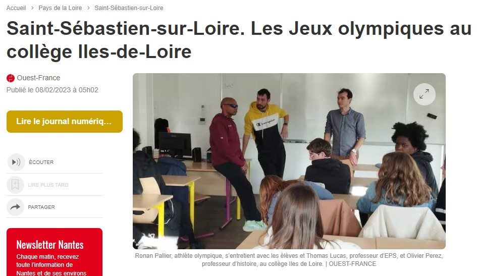 Les Jeux olympiques au collège Iles-de-Loire