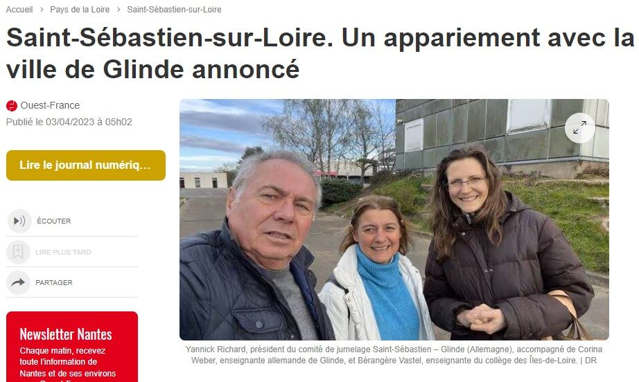 Un appariement avec la ville de Glinde annoncé